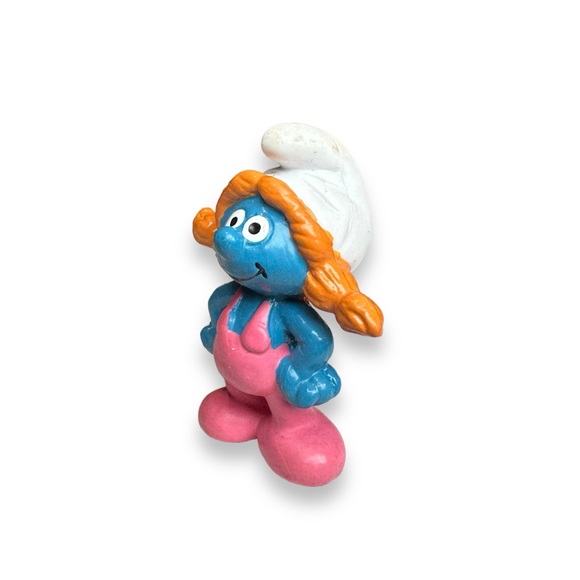 Vintage Smurf Sassette Figure Peyo Applause 20404 Smurfling Smurfette Overalls - Picture 3 of 6